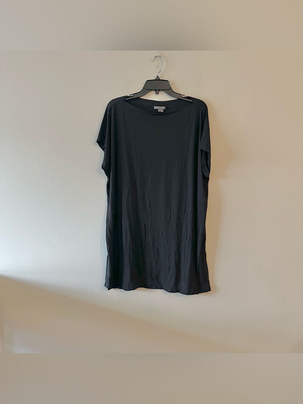 Vince Wide Neck Tunic Top Dress Black Boxy Minimalist M Micromodal Soft

Good us